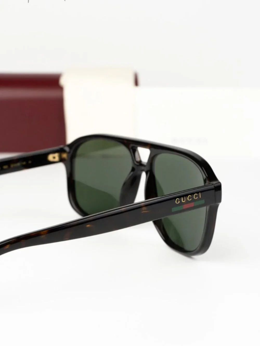 Gucci Men Sunglasses Havana Green Pilot GG1856S 002 NEW AUTHENTIC